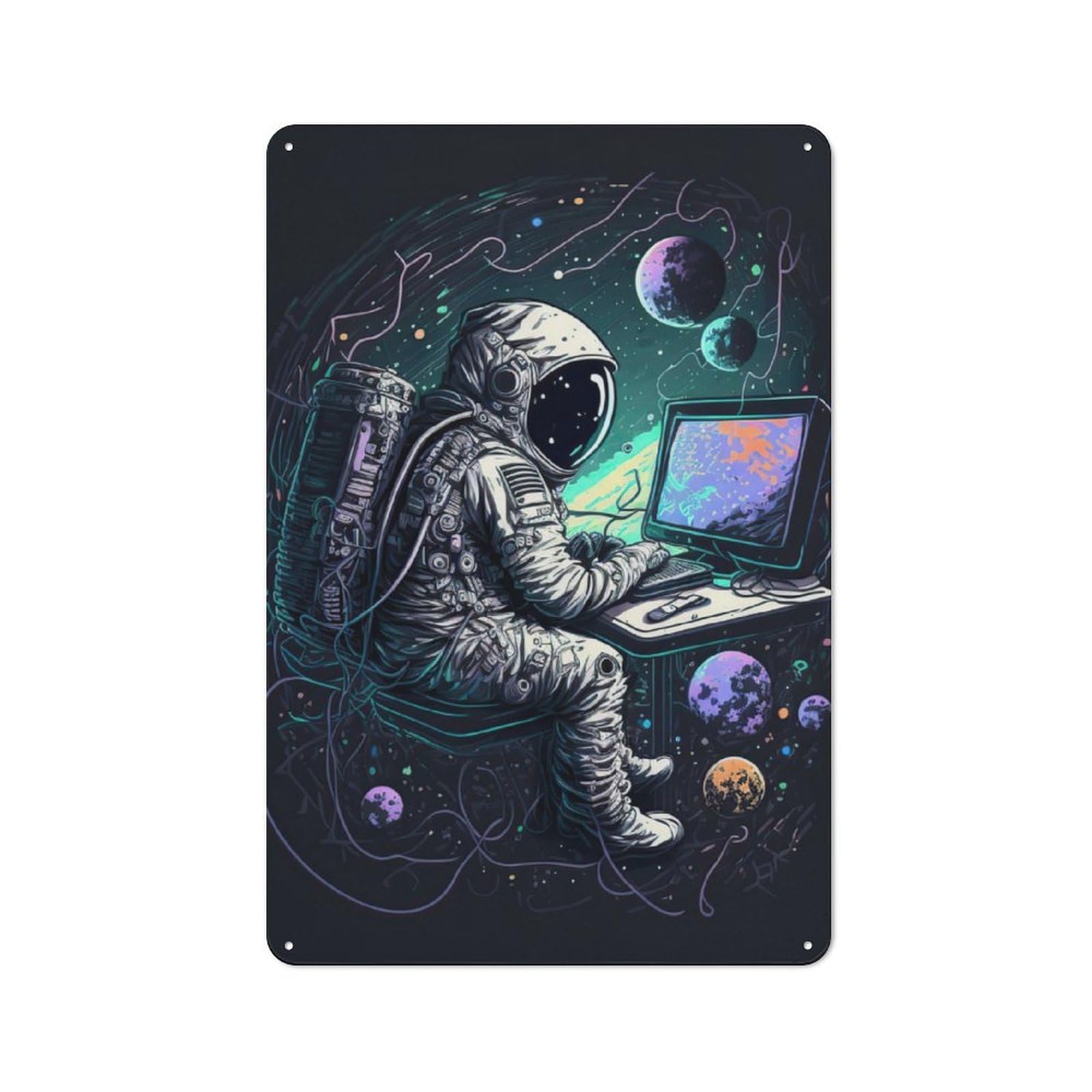 Junmoney Programmer In Space Tin Sign 30X20cm For Workshop Wall, Rustic Wall Decor, Suited To Workshop Decor Fans