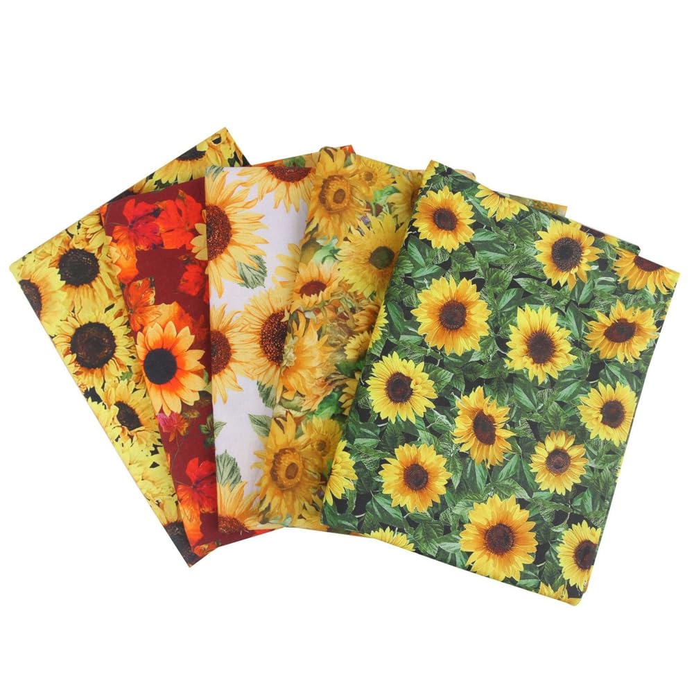 Tissu de tournesol en coton DIY fait à la main groupe de petites fleurs tissu petit tissu tête coton tissu pour Thanksgiving, matelassage, scrapbooking, patchwork