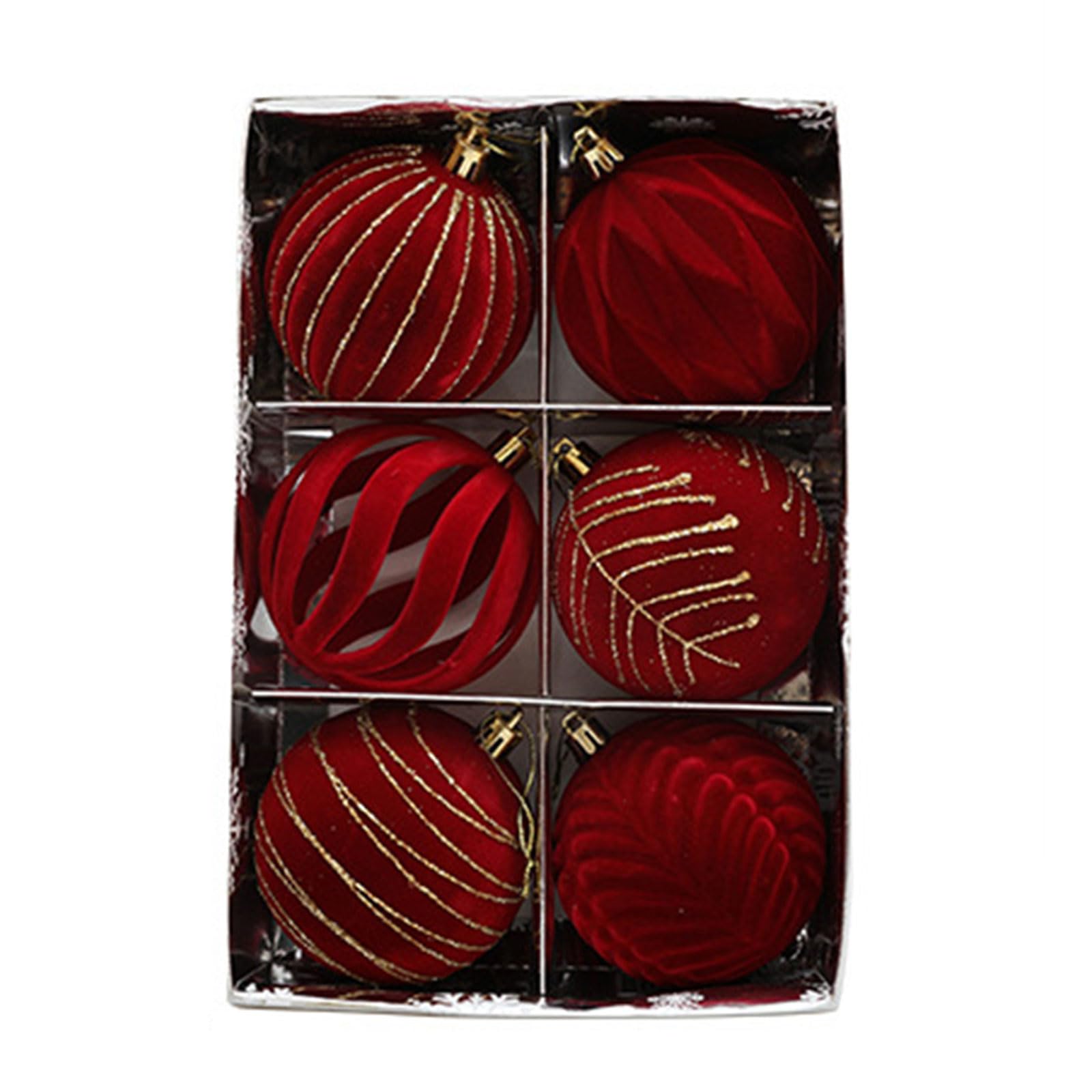 Tsophreniq 6Pcs Festives Christmas Baubles Velvets Flocking Tree Decorations for Home and Offices Stylish Hanging Pendant Jewelry Christmas Tree Ornament