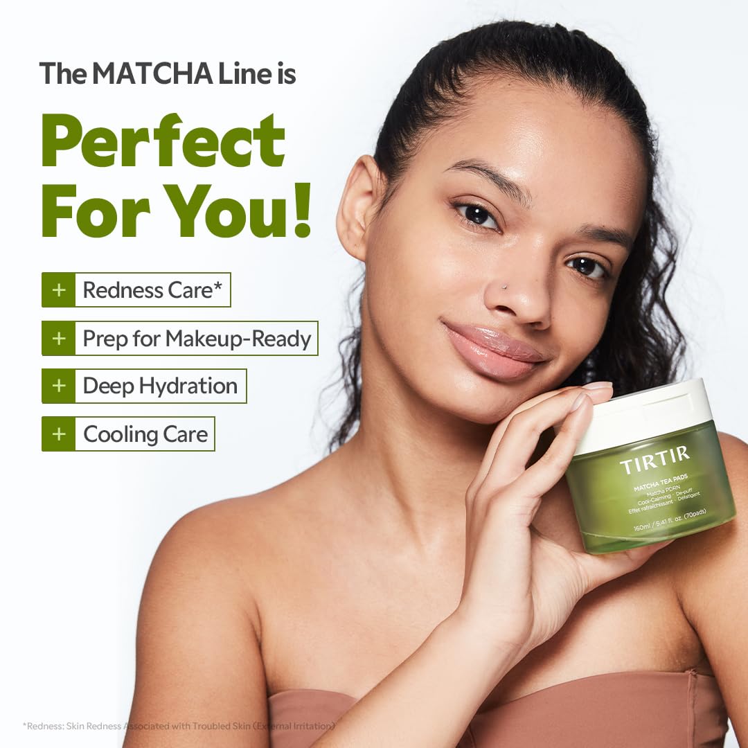 TIRTIR Matcha PDRN Toner Pads with Niacinamide, 70 Pads