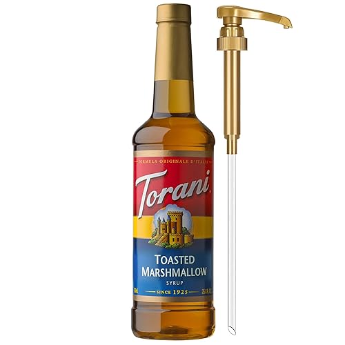 Torani Coffee Syrup, Toasted Marshmallow Flavored Syrup for Drinks, Pump Included, 25.4 Fl Oz - Toasted Marshmallow