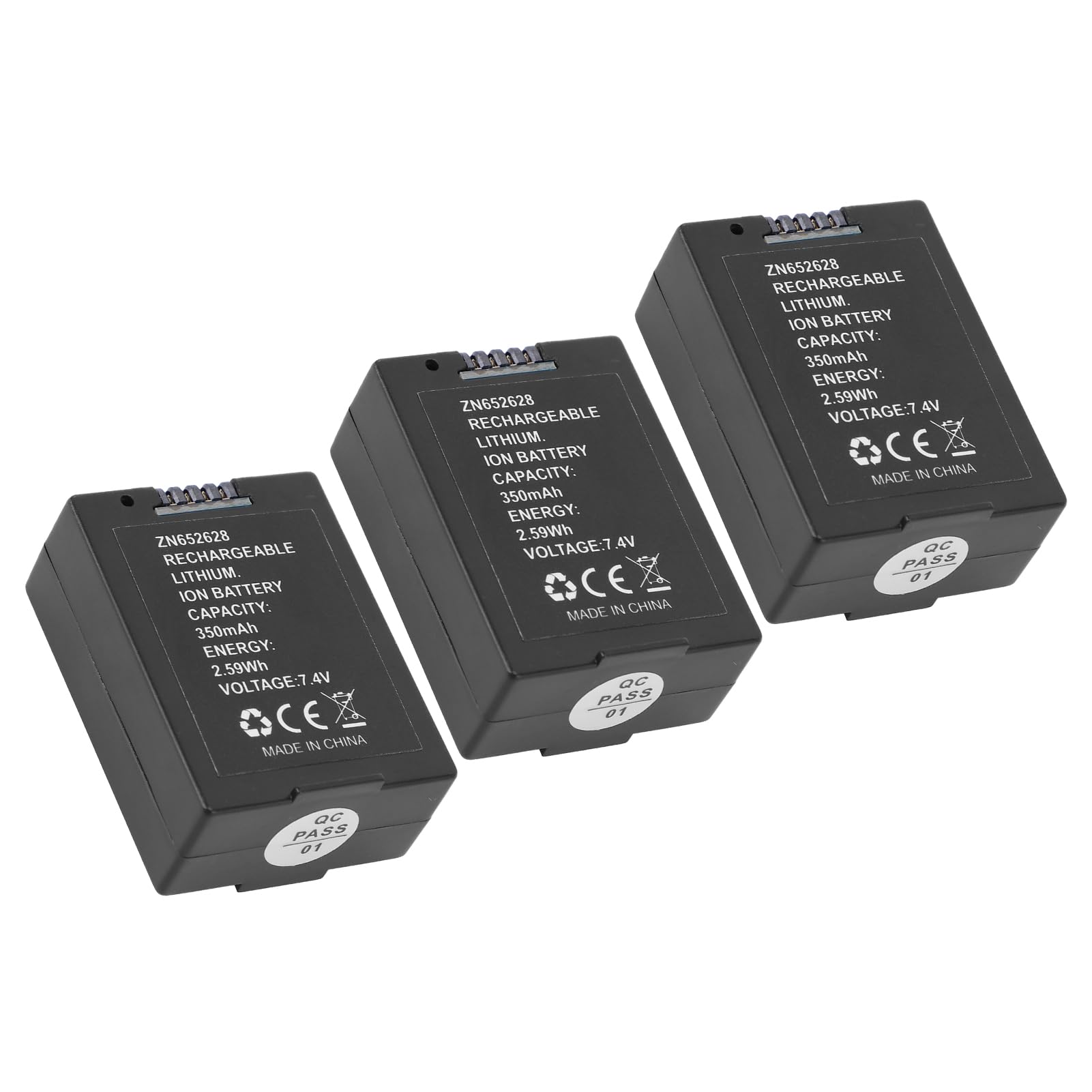 Annadue Batería de Helicóptero RC 7,4 V 350 MAh Batería de Repuesto Recargable para Helicópteros de Control Remoto RC ERA C187 EC135, Reemplazo Ligero de Litio con Protección contra Sobrecarga, (3PCS)