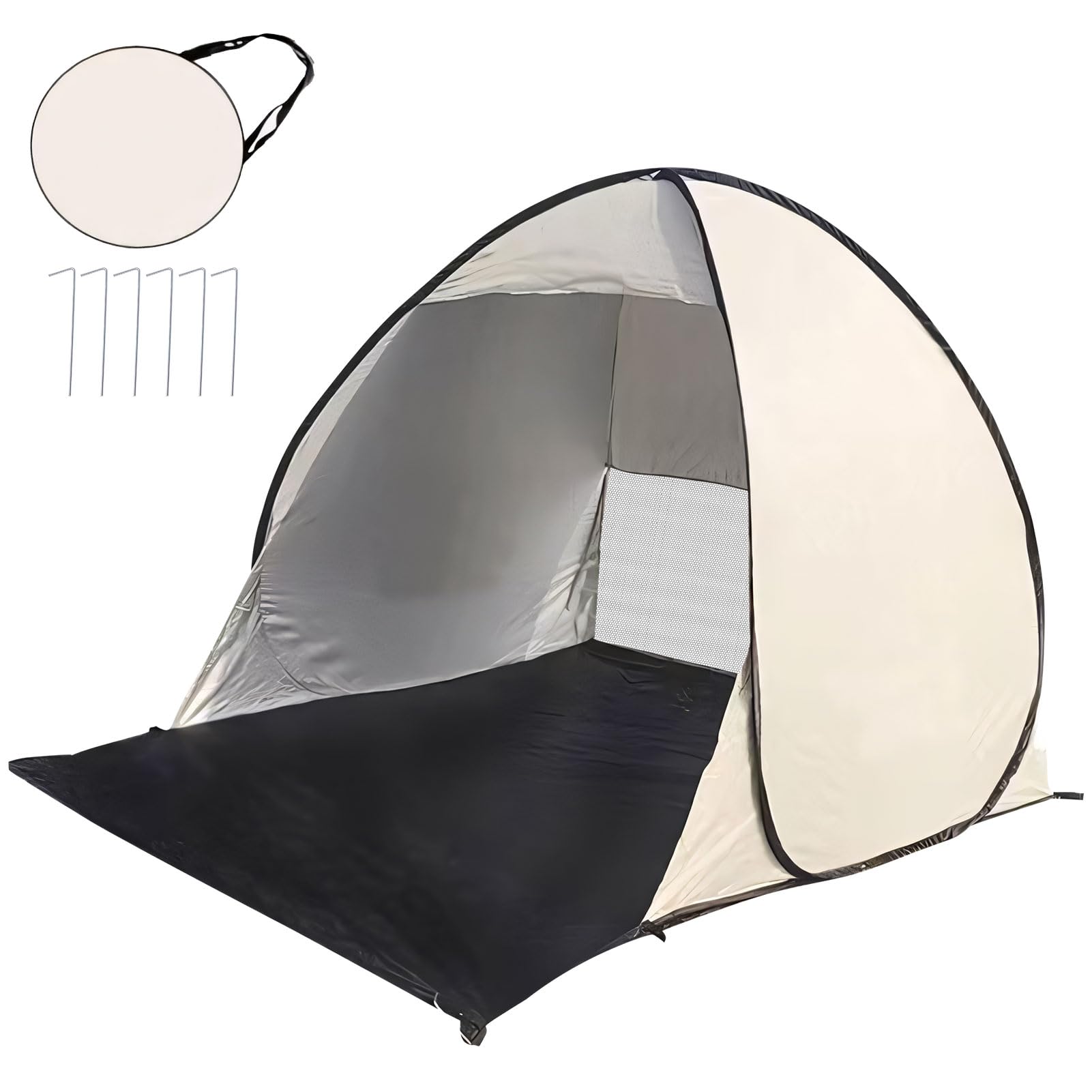 Beach Shelter Pop Up UV Protection, UPF 50+ Popup Beach Shelter, Foldable Beach Shell Baby UV Tent, Wind Protection Beach Tent, Automatic Pop Up Tent, Baby Beach Shelters, Small Pack Size (B-Grey)