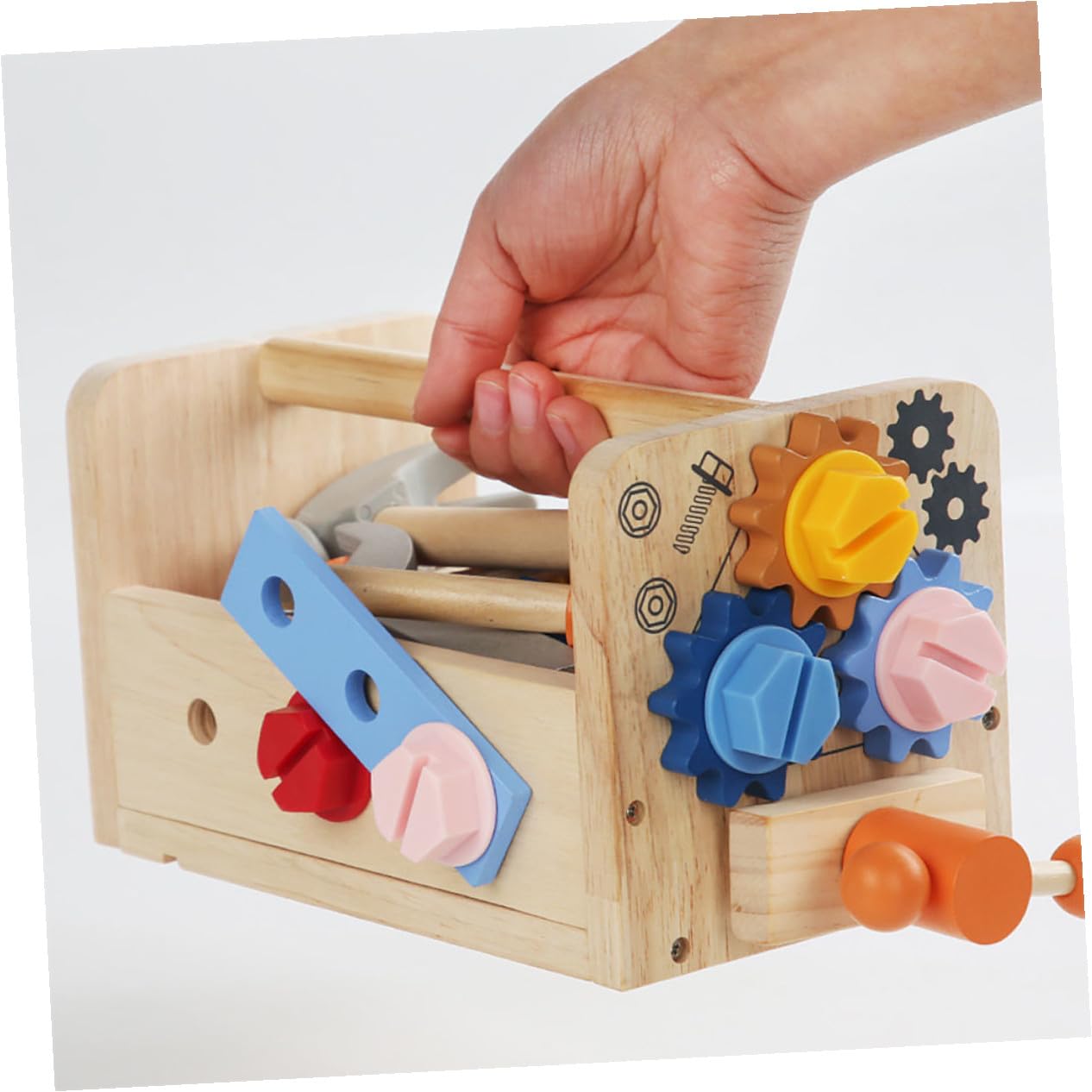 Herramientas de Madera para Set Educativo y Didáctico con Caja Portátil Juguetes de Bricolaje Seguros y Duraderos para Desarrollar Habilidades Manuales y Cognitivas y Niñas