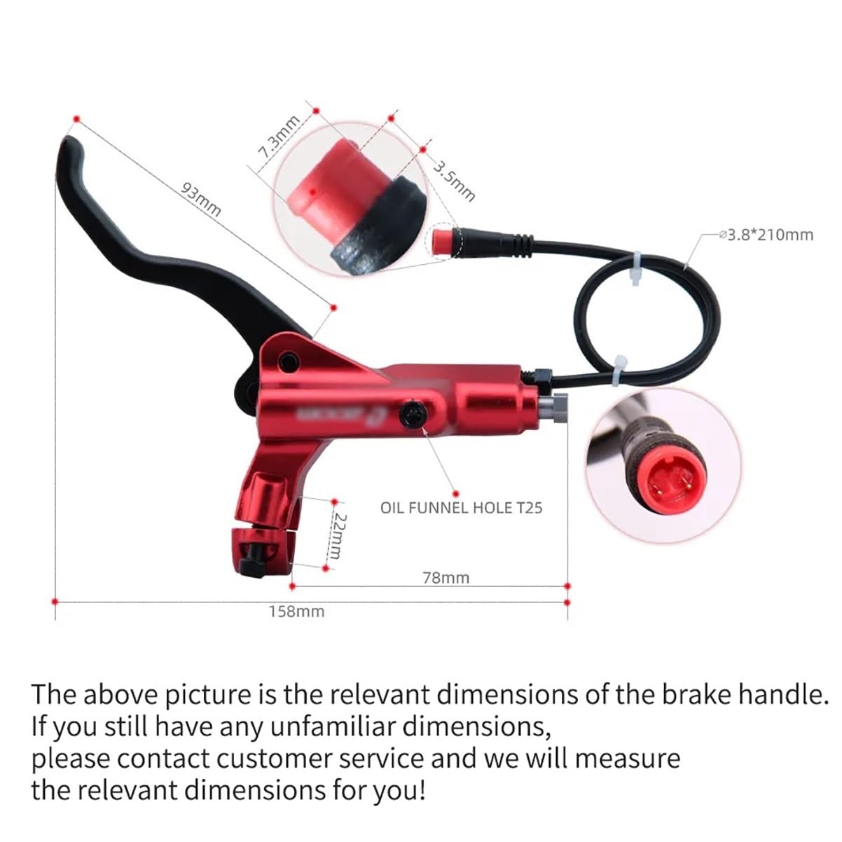 KLWEKJSD 4-Pistons E-Bike Hydraulic Disc Brake Set Included 2pcs Rotors Power-Off Electric Bike Brake Kit with 2-PIN Sensor, 2300mm Hose (Color : Black, Size : for 203mm)