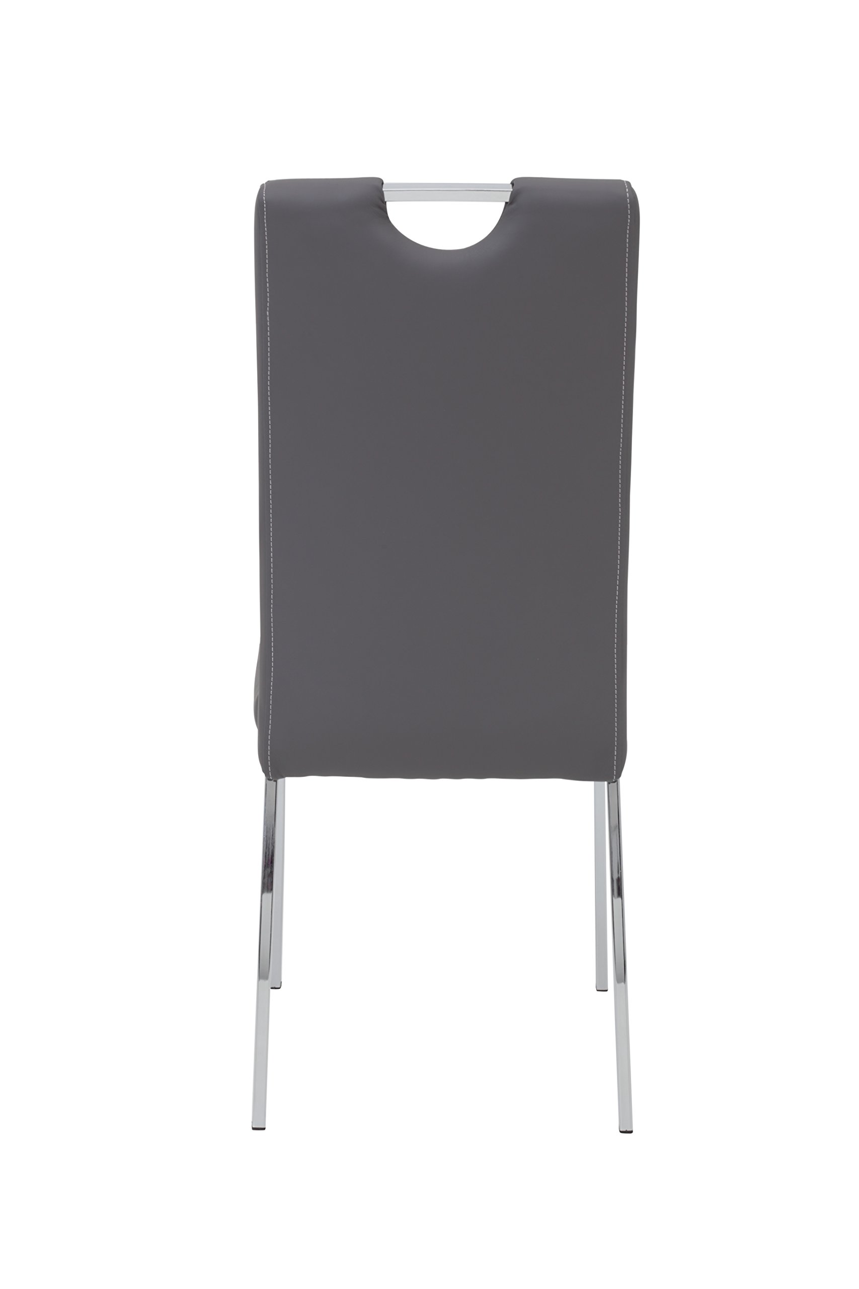 Hela Tische, 4er Set Esszimmerstuhl Andrea, Bezug Kunstleder Grau, Rundrohgestell Chrom, 100x43x64 cm