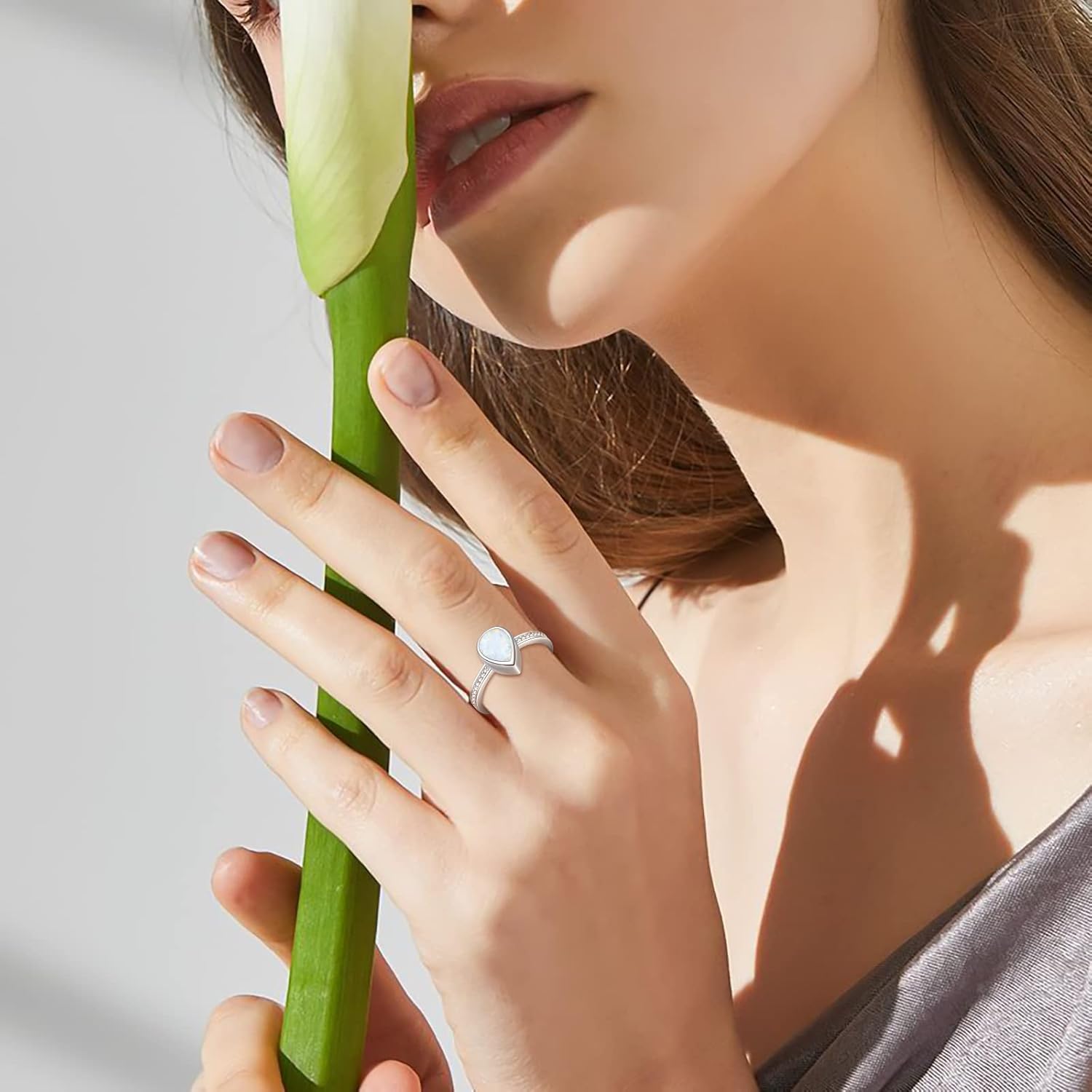 925 Sterling Silver Teardrop Urn Rings Hold Loved Ones Ashes, CZ Cremation Memorial Ring Keepsake Jewelry for Women - Image 2