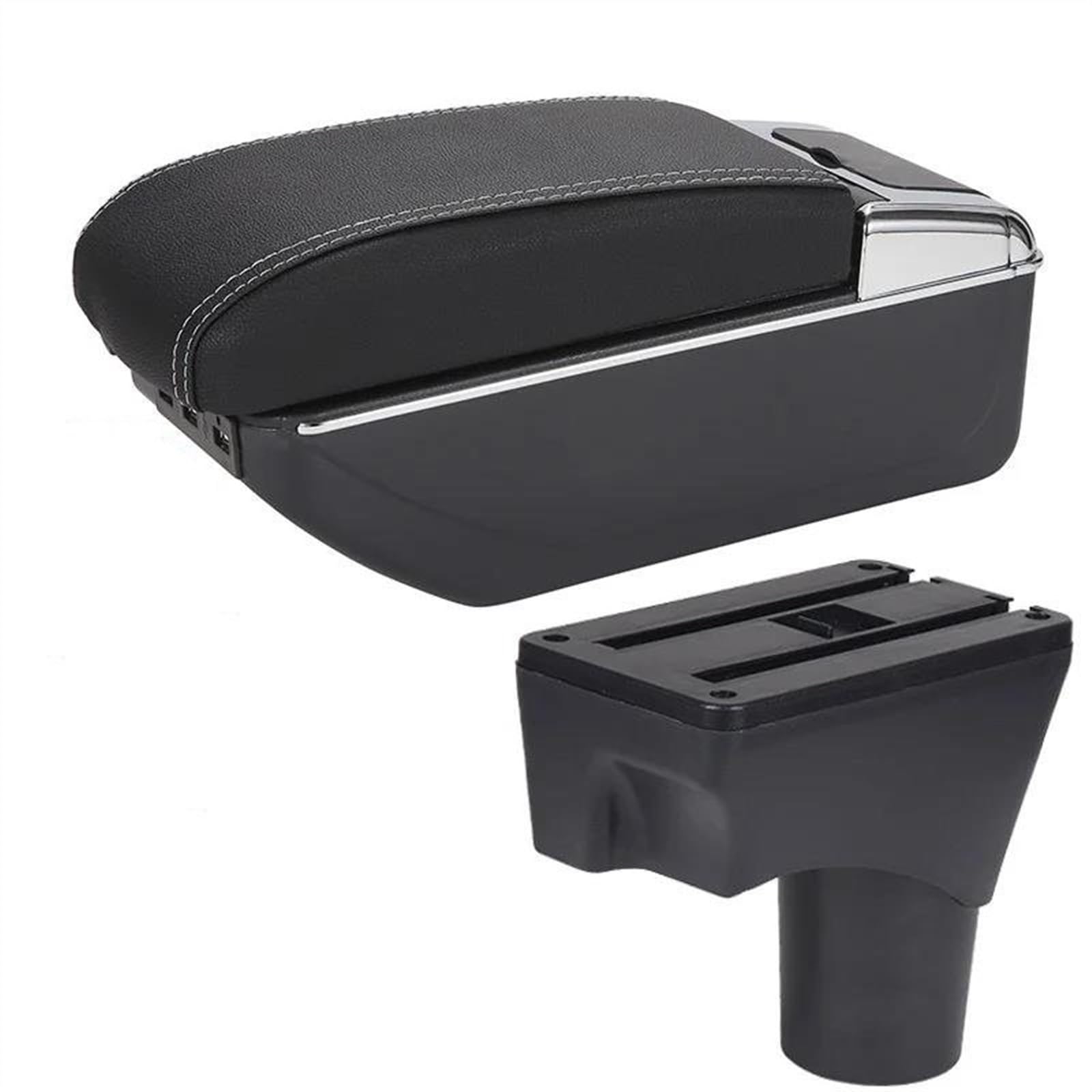 NMJLQW Storage Rack Car Armrest Box Storage Box Retrofit Parts Car Accessories For March For Micra K13 For Sunny 2010-2022(A3 Black white 7USB)
