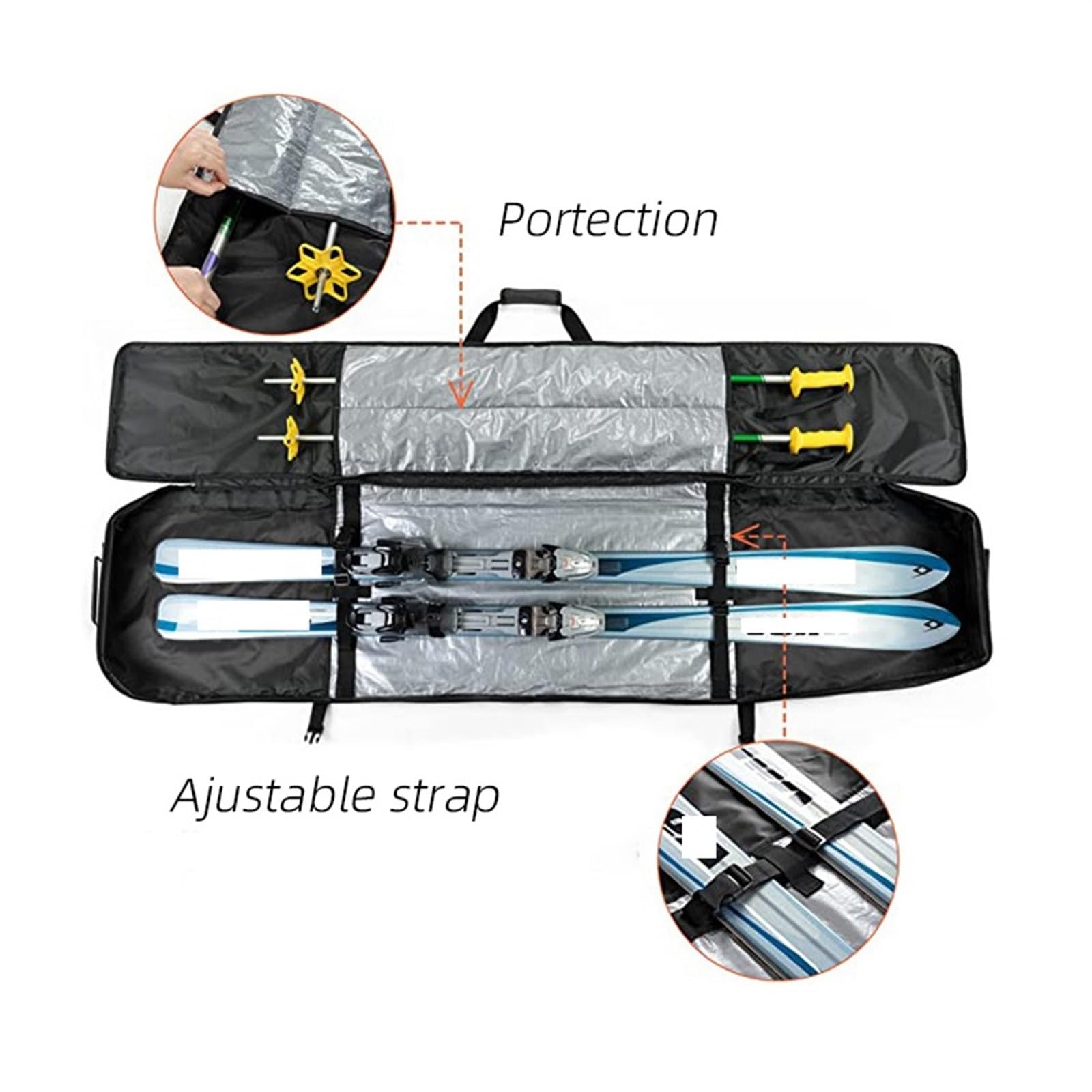 Bolsas de esquíes Bolsa de Almacenamiento esquís Acolchada for Snowboard Protectora for Viajes en avión Transporte