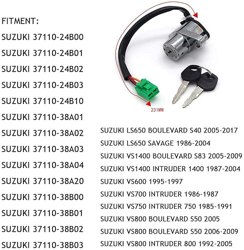 Miniatura 6 de Juego eléctrico de bloqueo de llave de encendido para Suzuki VS700 VS750 VS800 VS1400 Intruder 750 800 1400 para Suzuki VS600 LS650 Savage, LS650