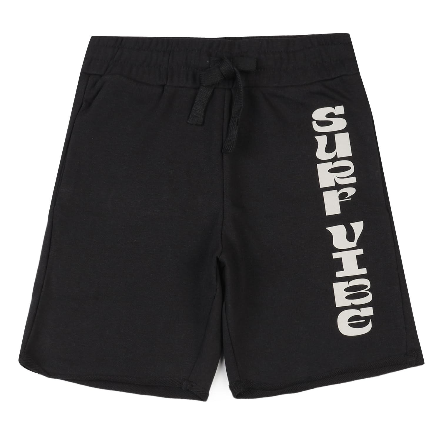 Alan Jones Clothing Boys Cotton Bermuda Shorts |Raw Edge Detailing | Ribbed Waist with Drawstring | Casual, Play & Loungewear | Age 5-16 Years