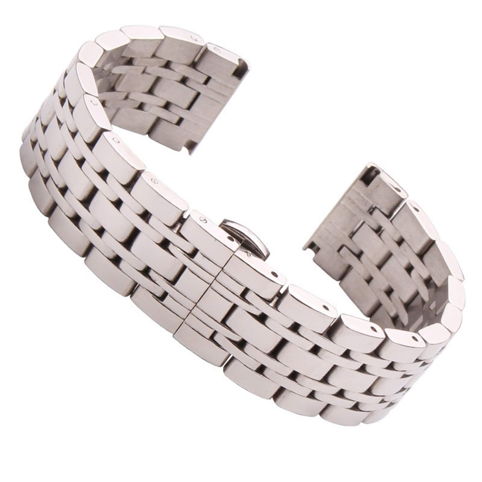 Paski zegarkowe 18 mm 20 mm 22 mm stal nierdzewna pasek pasek Srebrny wypolerowany męski zamiennik metalowy pasma bransoletki akcesoria bransoletki