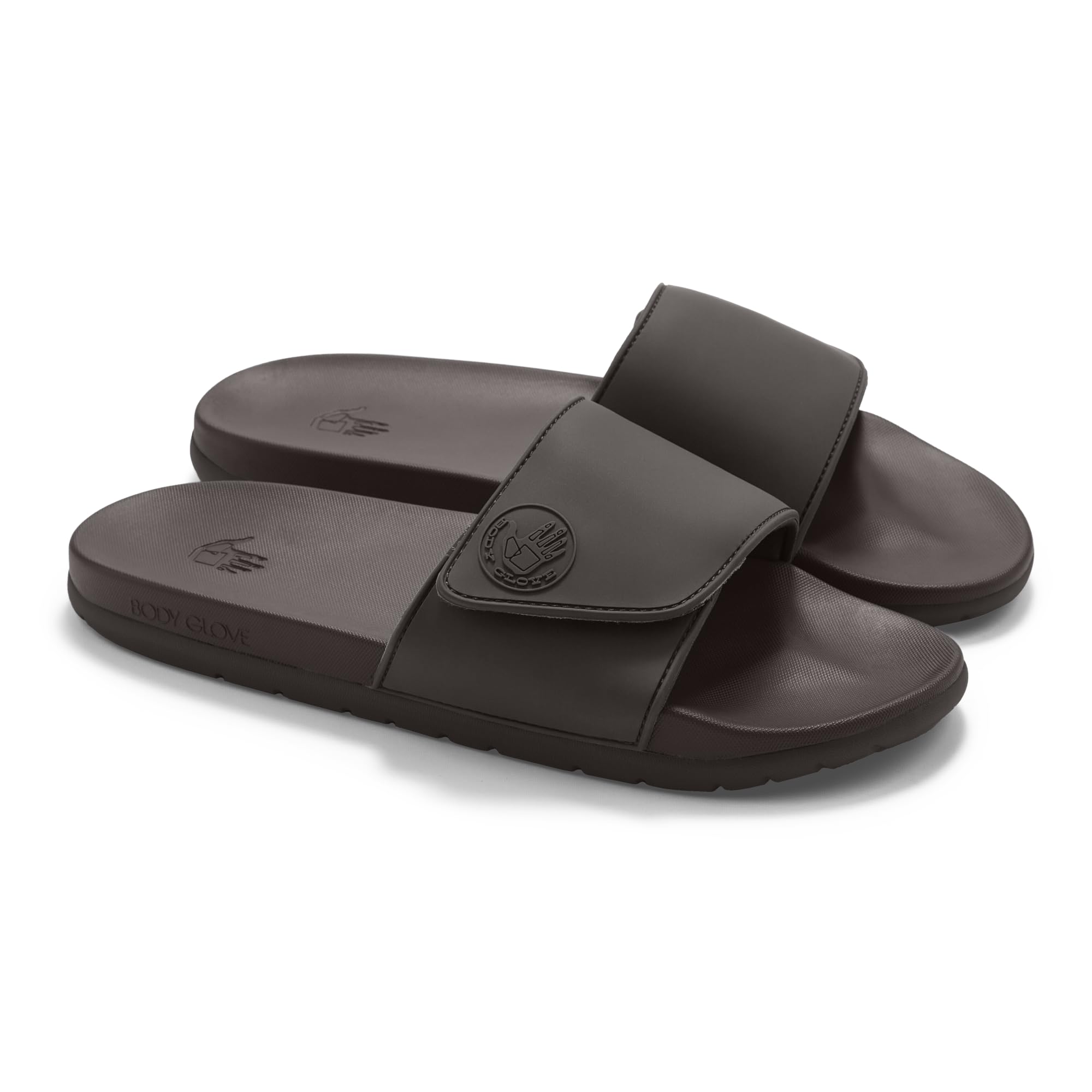 Body Glove Men’s Slides, Cushioned Slide-on Sandal Slippers with Padded Adjustable Strap