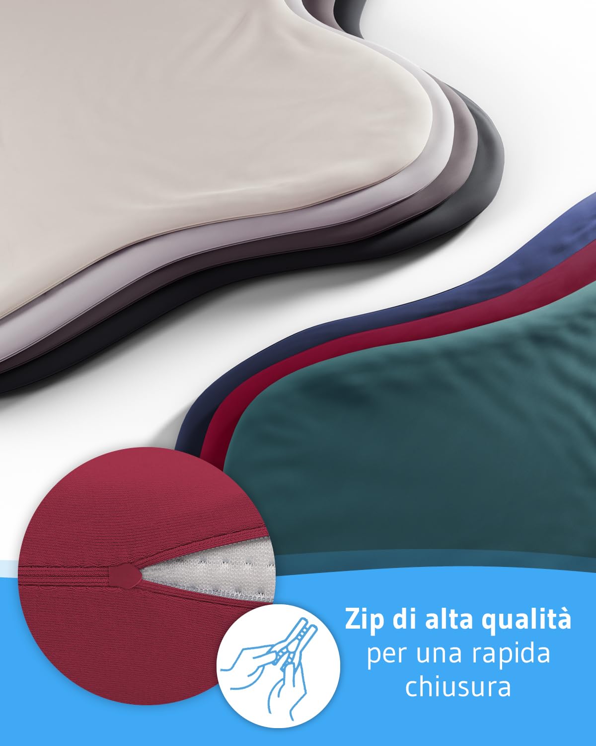 Federa per cuscini a farfalla come ACAMAR, federa con cerniera in doppio Jersey di cotone, non necessita di stiratura e può essere asciugata in asciugatrice, confezione doppia, colore bordeaux
