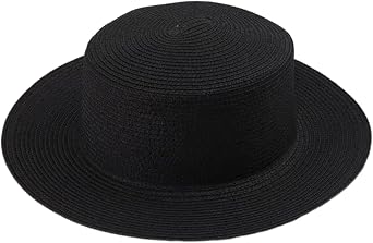 Summer Classic Beach Hat Wide Brim Fedora Straw Flat Top Hat for Women