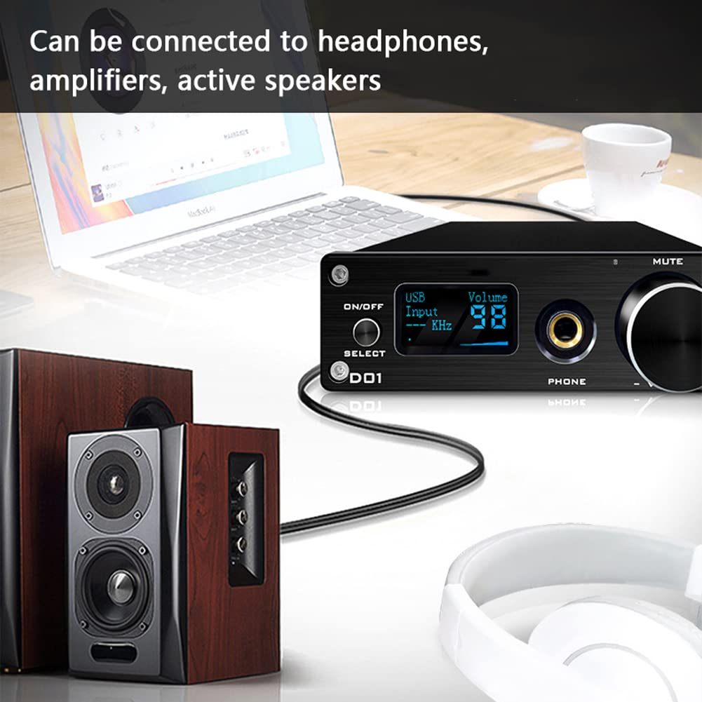 Decoder Audio DAC BT 5.0, convertitore Audio da Digitale ad analogico, Amplificatore di Potenza Sonora con interfaccia USB/Fibra Ottica/coassiale/RCA/6,35 mm, per Altoparlanti passivi Domestici