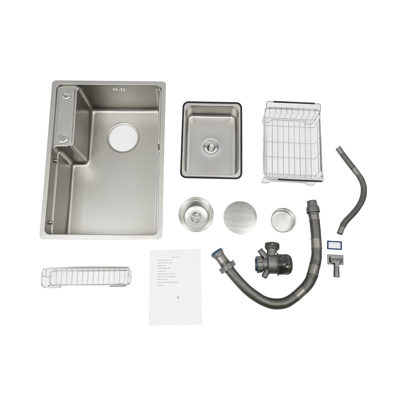 Vielseitige Edelstahl Küchenspüle, 1 becken Einbauspülen Auflagespüle mit Abtropfkorb & Siphon, für ab 58 cm Unterschrank, ideal für Wohnmobil, Vorbereitungsküche & Bar