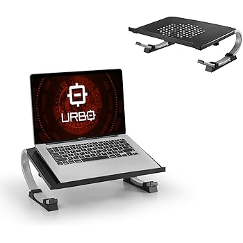 Urbo Kipper Laptop Stand for Desk, Multi-Angle, Tilting, Three-Level Riser for Ergonomic Workstation, Ventilated Plate to Keep Laptop Cool in Offices, Homes and Co-Working Spaces