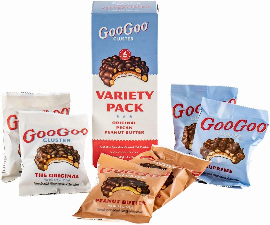 Goo Goo Cluster Variety Pack - 2 of each Flavor Large Bars - Original, Supreme, Peanut Butter