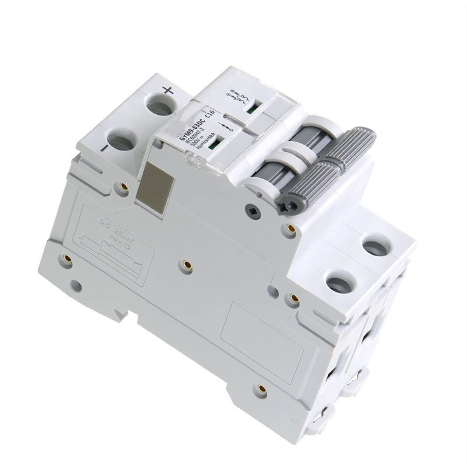 IEUMJNAT Circuit Breaker DIN Rail MCB 6KA 2p 500V Mini DC6A 10A 16A 20A 25A 32A 40A 50A 63A(20a)