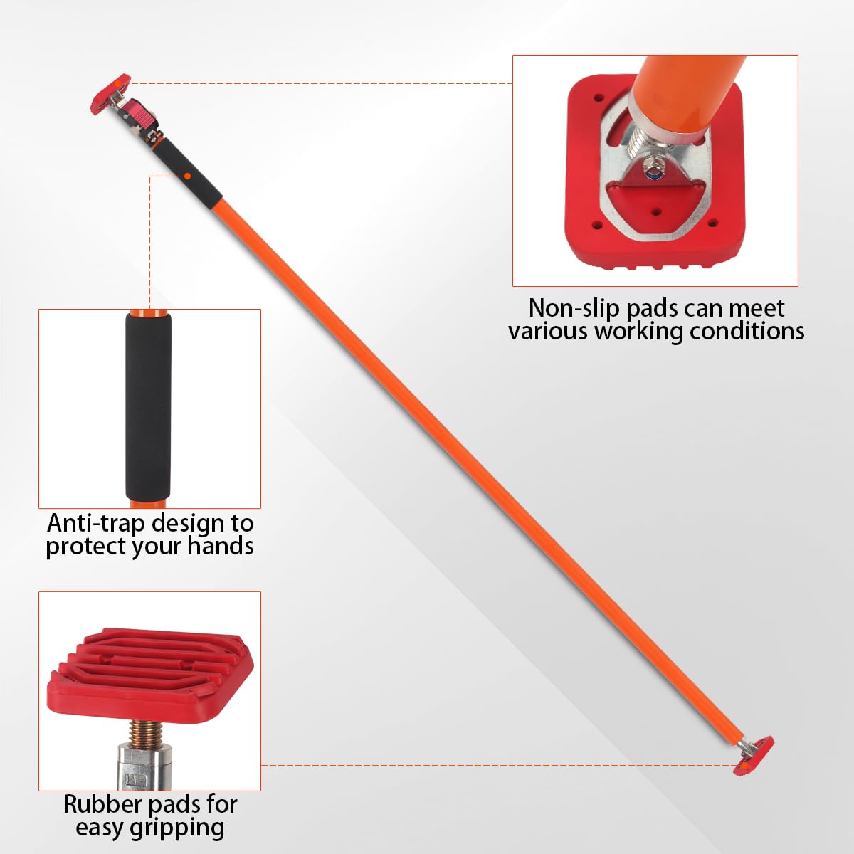 Poste de soporte ajustable, capacidad de 120 kg por par, sistema de soporte de tercera mano, se extiende hasta 290 cm, barra de soporte de acero para instalación de gabinetes, barras de