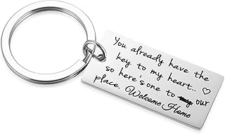 Key to Our Home Keychain, First Home Keyring Gifts for Boyfriend, Moving in Together Key Chain, New Apartment Gift for Couples, House Warming Gift for Girlfriend, Homeowners Gift