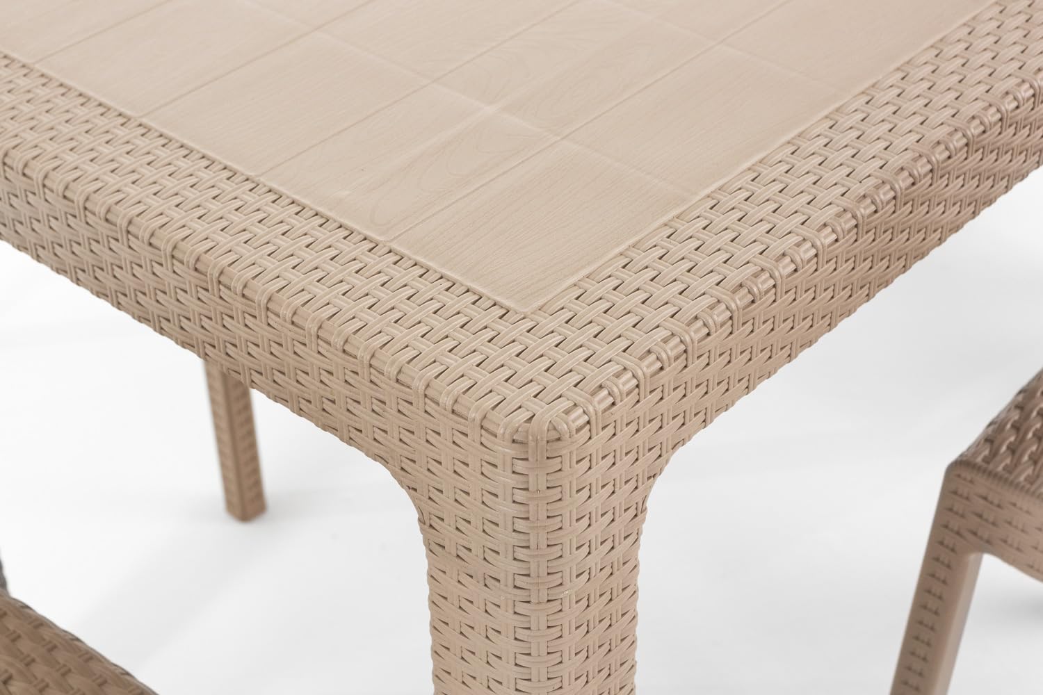 Omar & Amira Zestaw mebli ogrodowych rattan 130x75 cm stół i 4 krzesła Cappuccino