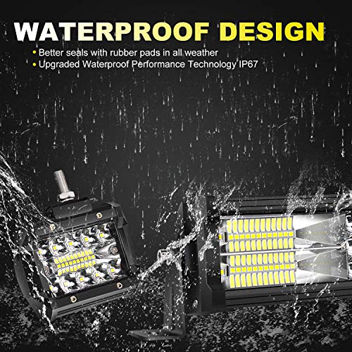 Turbo Sii TUR-441WCDTIR2PB3LL60 Led Light Bar 30/32Inch 441W Curved Triple Row Offroad Led Bar Waterproof 44100Lm Spot Flood Combo + 4Pcs 4 Inch Led Pods Fog Lights + Wiring thumb #5