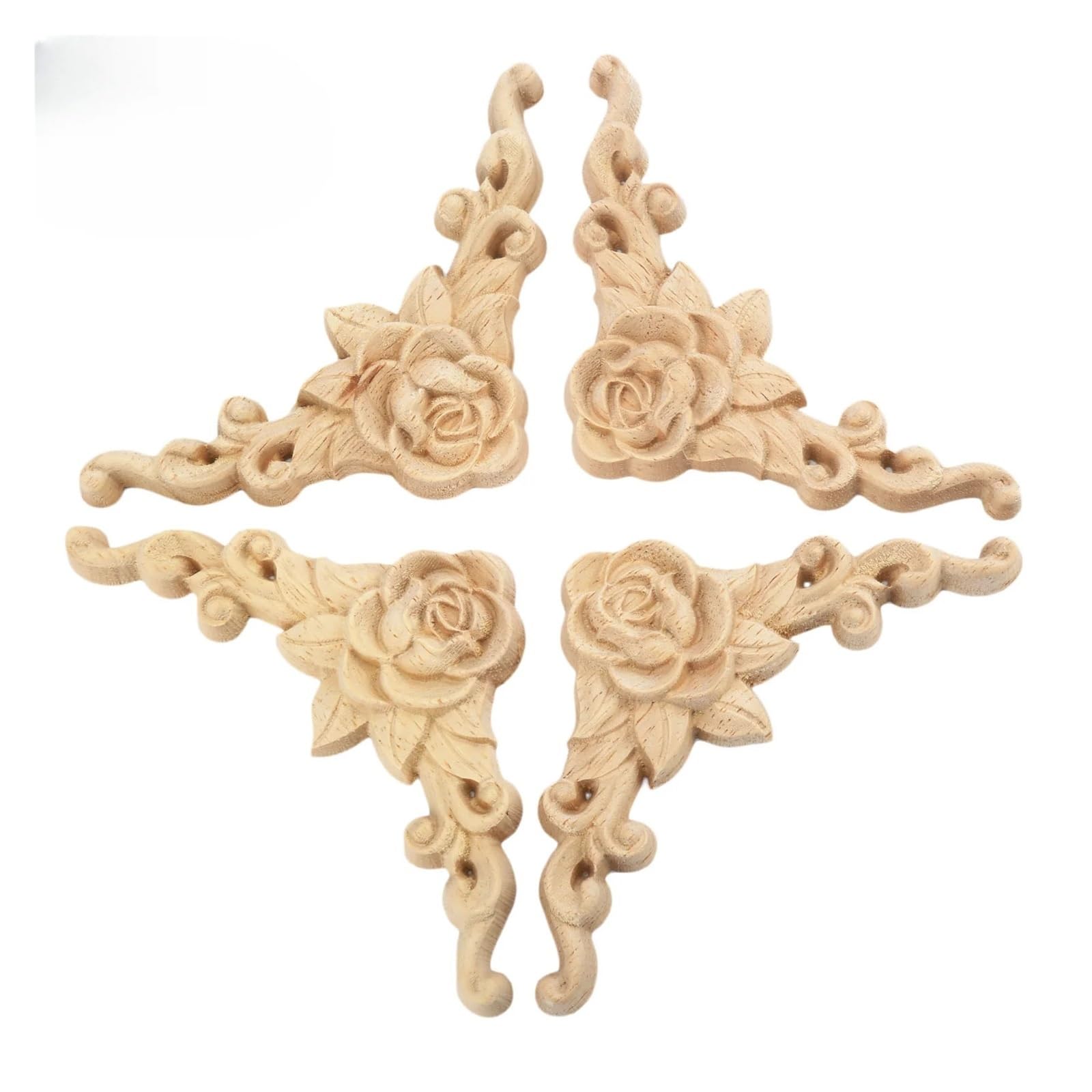 Moulures d'angle en bois sculpté de 10 cm pour restauration de meuble ancien, 4 pièces