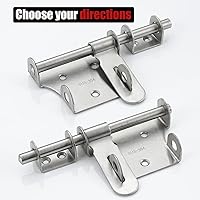 Vista 3 de JQK Pestillo de puerta corredera de 6 pulgadas, perno de barril de acero inoxidable 304 grueso con orificio para candado, pestillos interiores