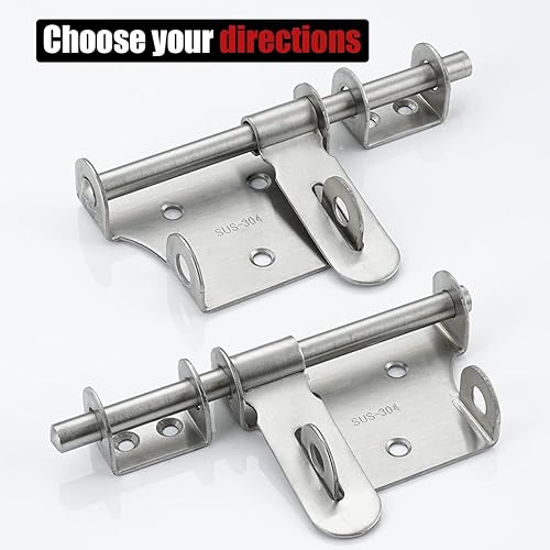 Miniatura 3 de JQK Pestillo de puerta corredera de 6 pulgadas, perno de barril de acero inoxidable 304 grueso con orificio para candado, pestillos interiores para