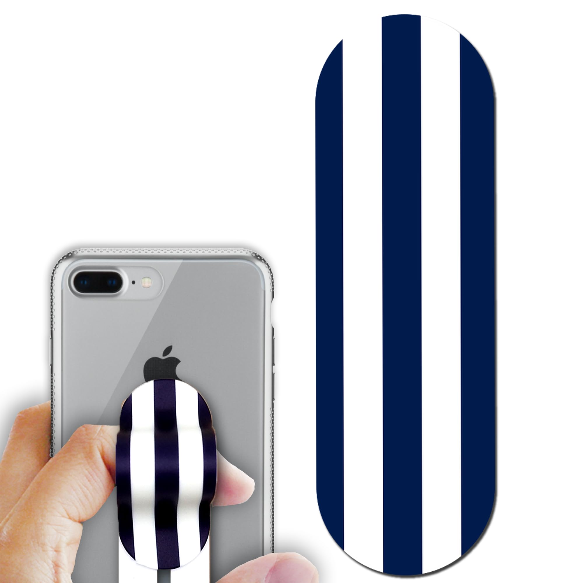 Regor Tabletop Finger Grip & Mobile Holder Mobile Stand Phone Holder for Hand & Mobile Back Holder Grip Great for Selfie & Works as iPhone Stand & Android Phone Stand - Navy Blue Stripes (B081JQ35M1) Amazon Price History, Amazon Price Tracker