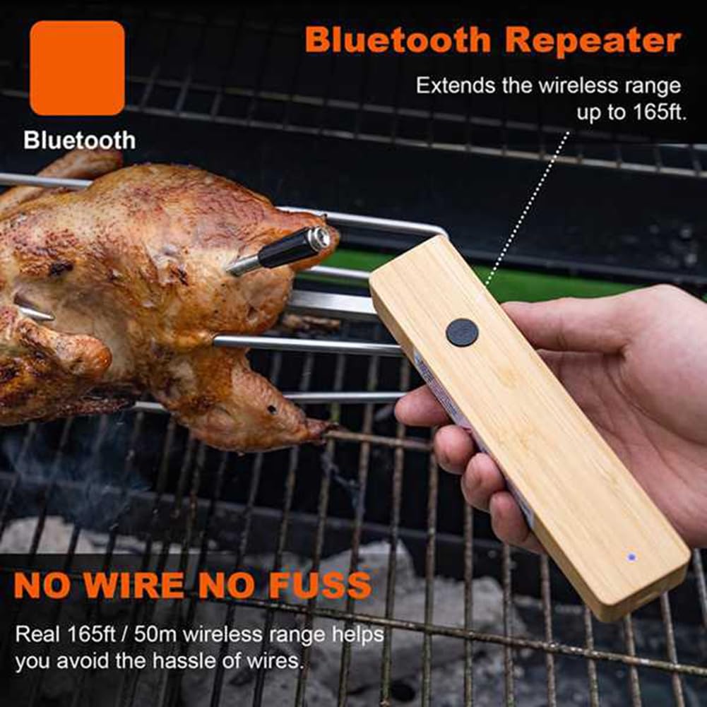 Termometro per Carne Wireless per BBQ e Cottura al Forno, Impermeabile, Termometro Alimentare Bluetooth, Termometro per Alimenti, Termometro per Carne
