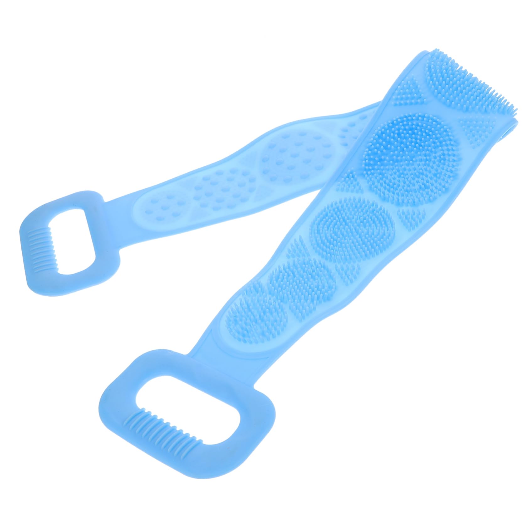 LIFKOME Silicone Back Scrubber for Bath Dual Sided with Soft and Stiff Bristles Blue Exfoliating Towel for Healthy Skin Removes Dead Skin and Increases Lather