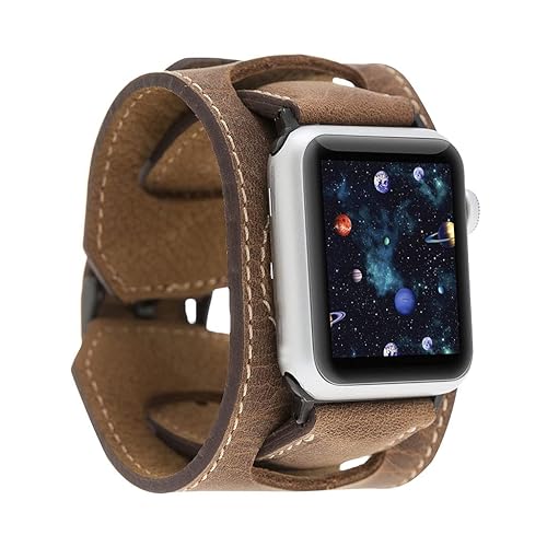 Cuff Watch Band Compatible with Apple 41mm for men & women, Handmade Genuine Leather, Compatible with iWatch Series 7 6 5 4 3 2 1 SE, Wrist Bracelet