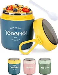 Pote Térmico Para Bebê Papinha Comida Quente Fria 530ml Aço Inox Vedado Lavável Com Talher Alça E Design Infantil Premium Para Escolas Creches Passeios Viagens (Azul)