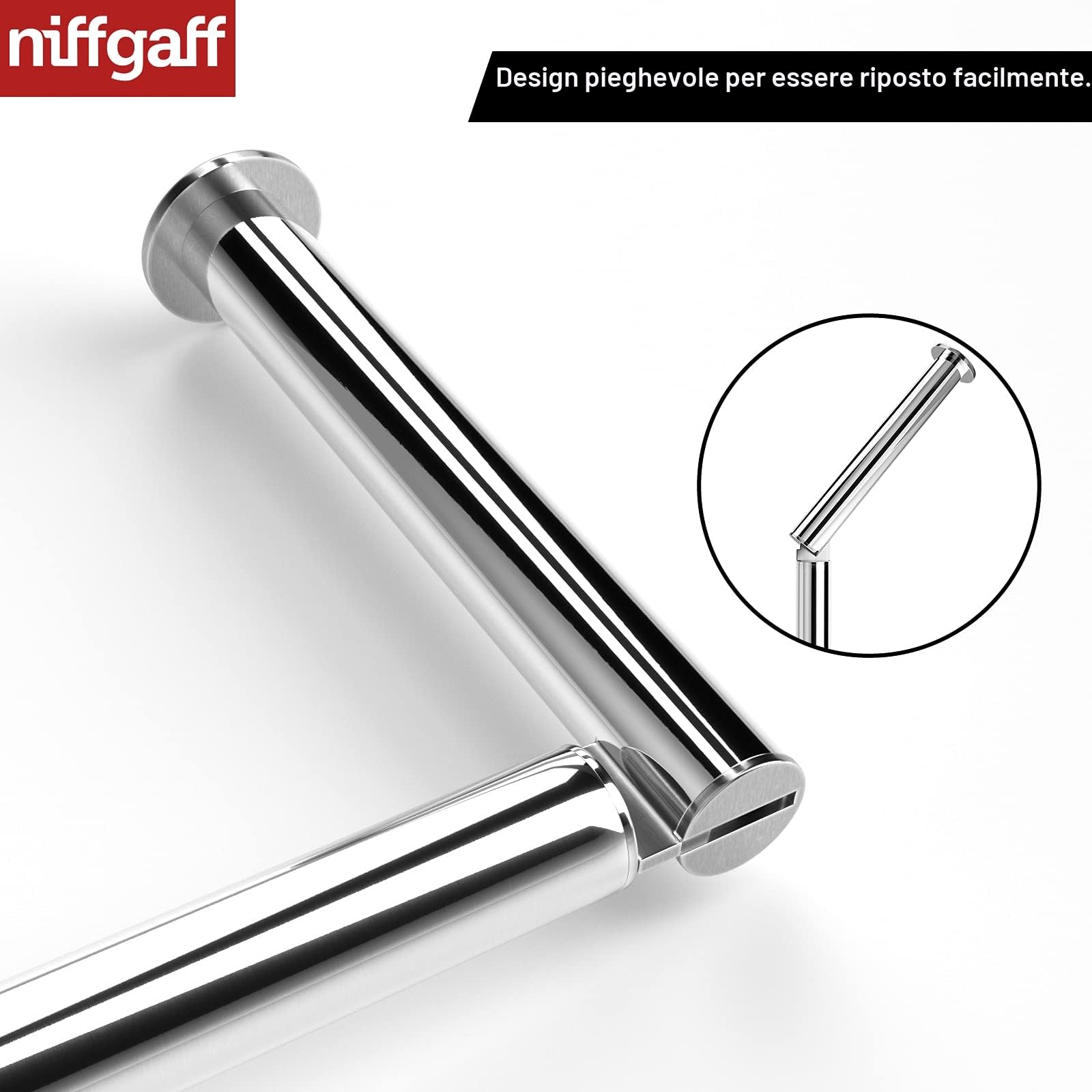Porta rotolo di carta igienica autoportante pieghevole da cucina in acciaio inox, dispenser supporto moderno,a prova di ruggine,può contenere 5 rotoli