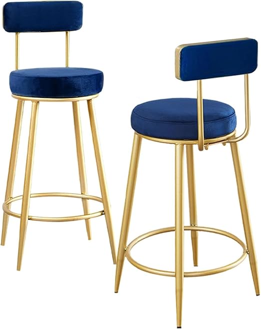 ZCEDZYSW Bar Stools Set of 2 Velvet Padded Bar Stools with Back