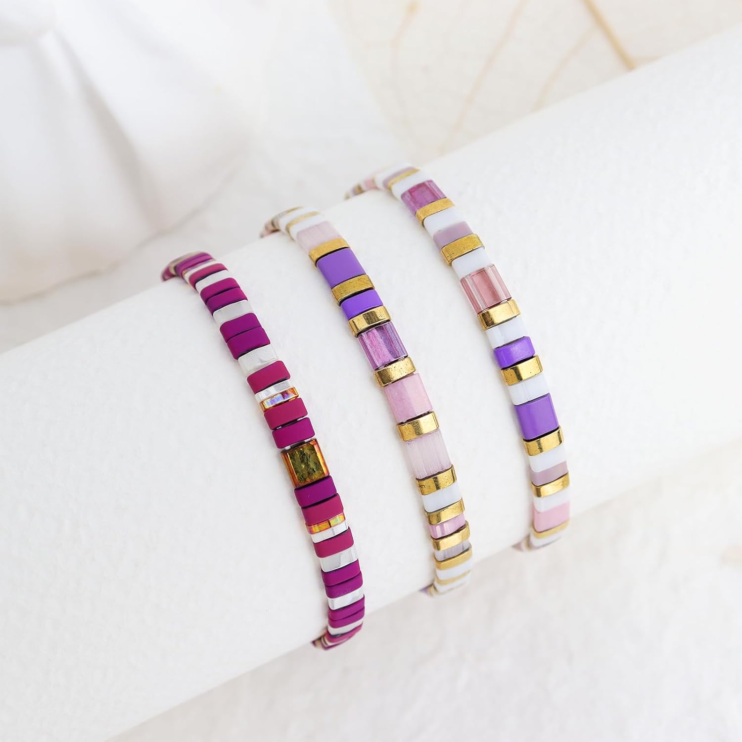 Sonateomber Tila Flat Beaded Stretch Bracelets for Women, Trendy Stackable Colorful Glass Square Beads Stack Bracelet Beach Jewelry Gift - Image 5