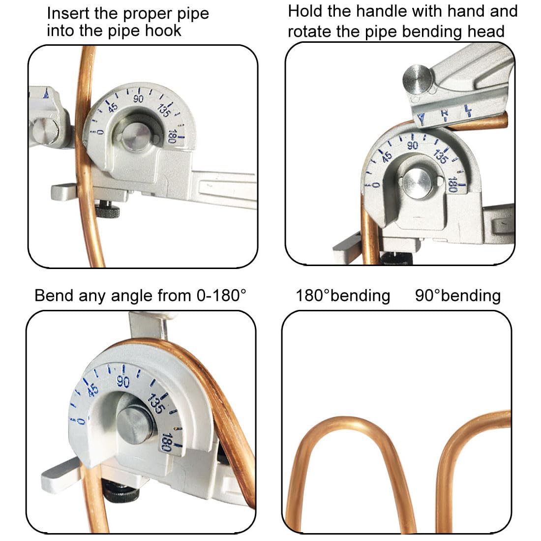 sourcing map 2 en 1 Tube Bender tuyau 3/8" 1/2" Diamètre extérieur 180 tubes Outil mesure