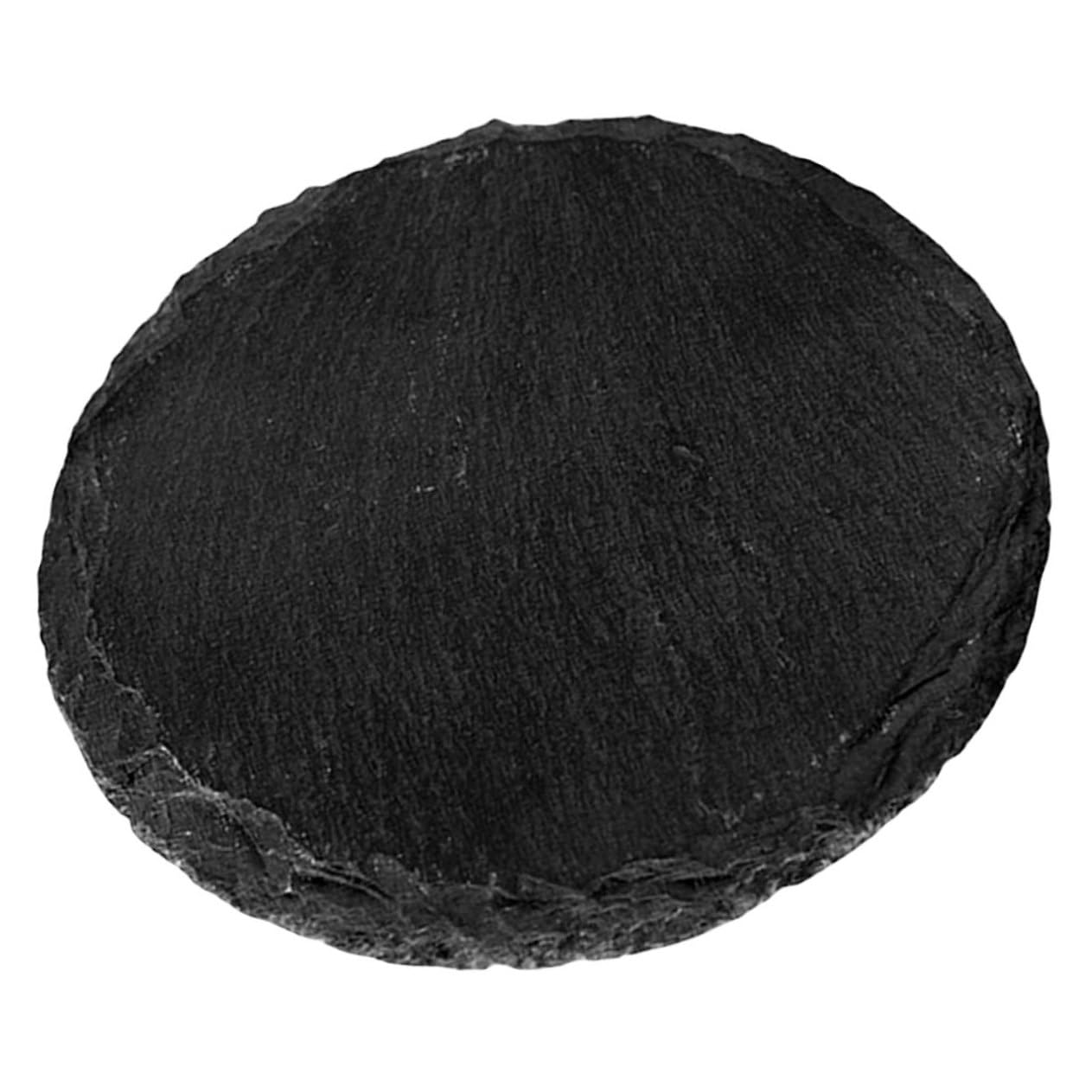 Zerodeko Piatto Rotondo in Ardesia Nera per Servire Steak e Contorni, Multiuso in Pietra Naturale per Ristorante e Cena Elegante
