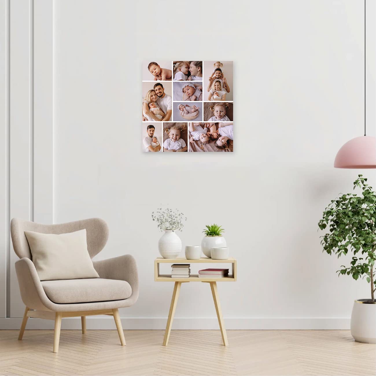 Photo Personnalisée Sur Toile (x8) Collage Carré Encadré - Impression UK, Personnalisable, Prêt à Accrocher
