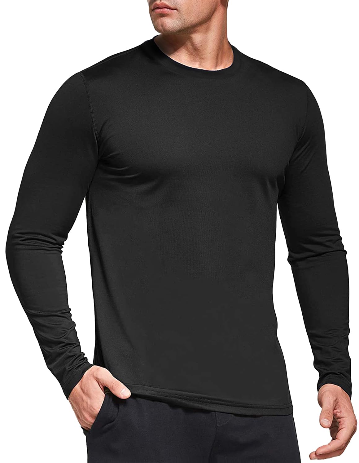 Lot de 3 t-shirts à manches longues pour homme,Protection UV UPF 50+,Séchage rapide,T-shirt fonctionnel,Respirant,Manches longues,Pour le sport, la gym,Noir/gris/gris foncé (manches courtes)