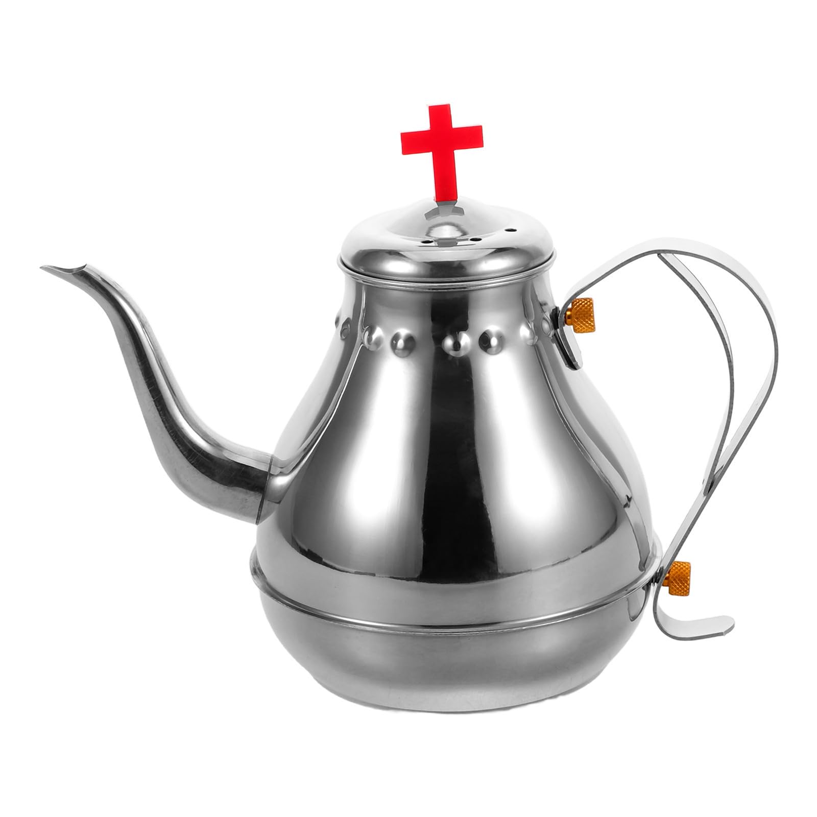 Tetera de Acero Inoxidable de 1.2l Tapa Roja y Diseño Vintage Elegante, Adecuado para Reuniones Religiosas y Uso en Restaurantes Construcción Resistente y Bordes Redondeados