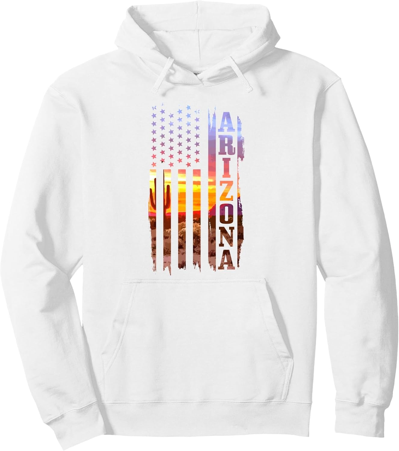 Arizona American Flag Pride Landscape Cactus Pullover Hoodie