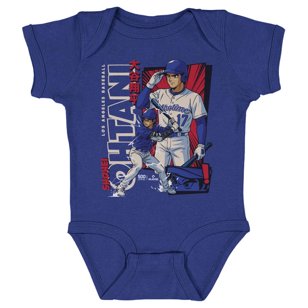 500 LEVEL Shohei Ohtani One-Piece Infant Bodysuit - Shohei Ohtani Los Angeles D Anime WHT (Royal Blue, 6M)