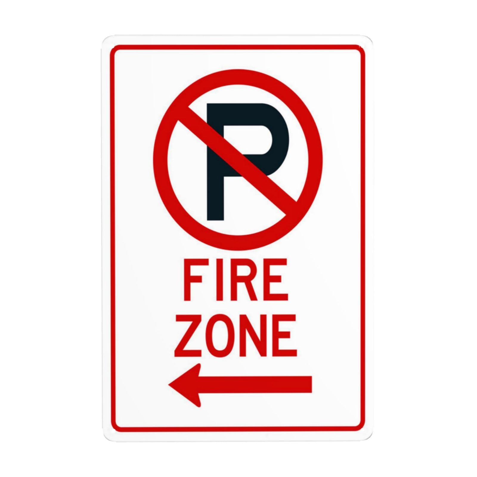 SMAZDFXX Left Side Fire Zone No Parking Symbol Metal Warning Signs, Cautions Security Tin Sign, Safety Posted Signs for Street Business Wall Decor 5.5"x8"