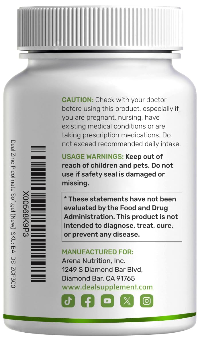 Zinc Picolinate 50 mg Per Serving with MCT Oil, 300 Softgels — Amazon image 7