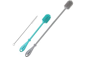 LeMuna Silicone Bottle Brush, Water Bottle Cleaner Brush Set for Narrow Neck Containers and Straw