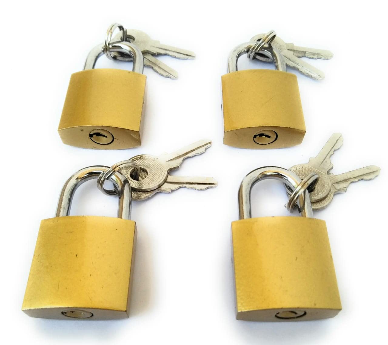 Hookcart 25mm Small Brass Lock and Key, Pressing Padlock for Luggage, Suitcase, Baggage, Travelling - Gold, Pack of 4-picture-38